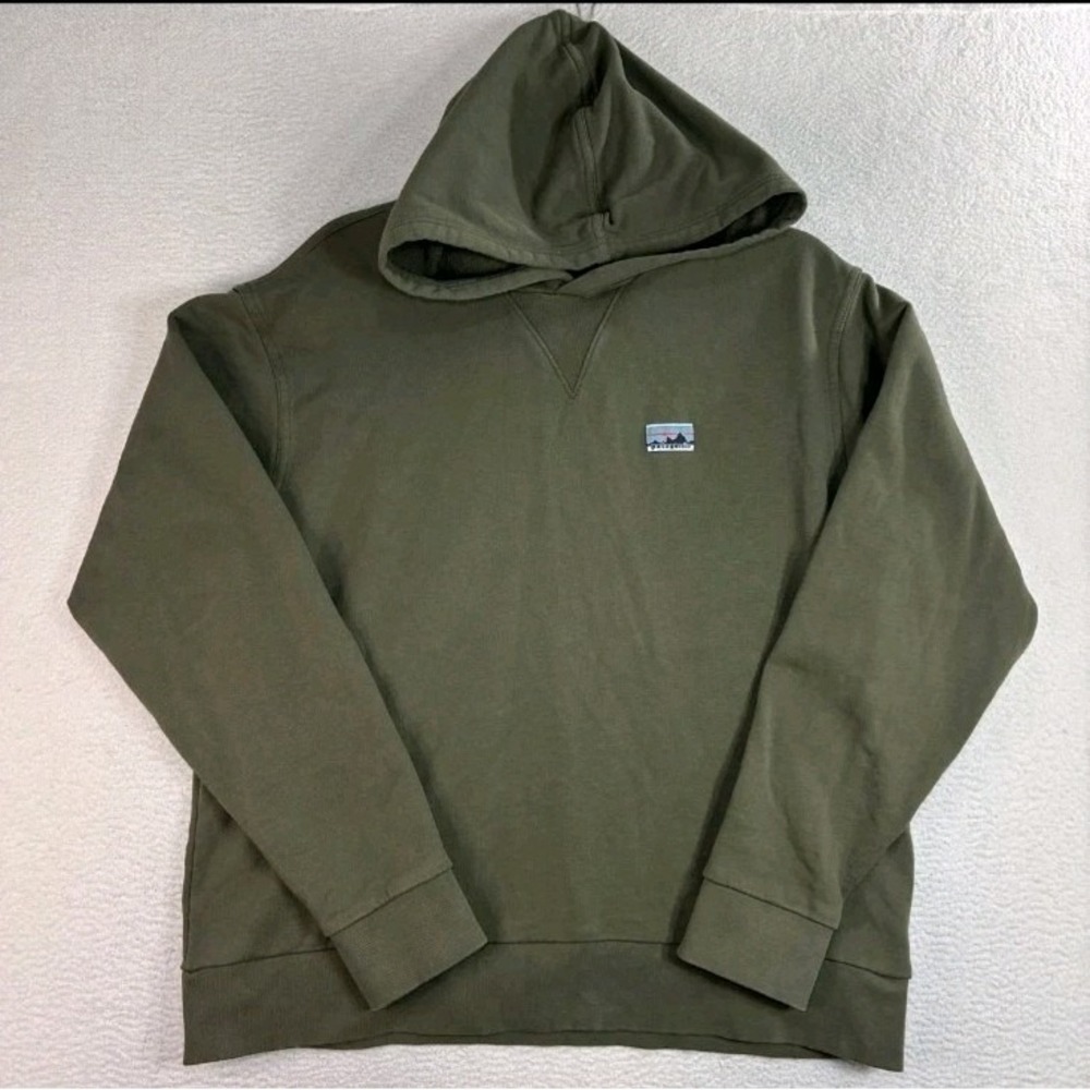 Patagonia Organic Cotton Hoodie Men M Green Pullover P-6 Logo Label Sweatshirt